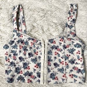 White Floral Crop Top